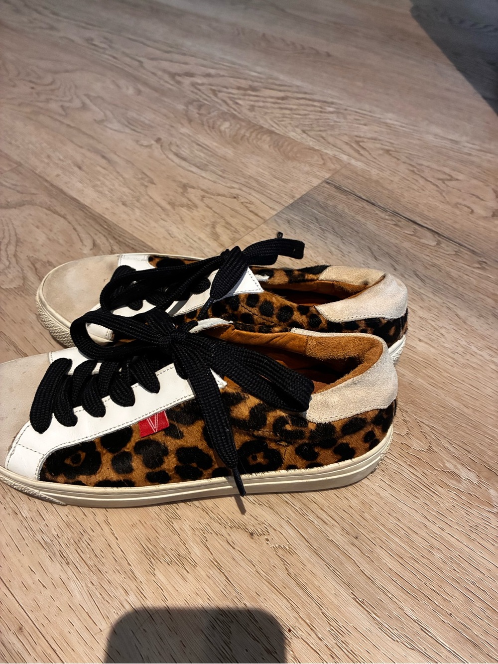 Victoria Beckham Leopard Print Low-Top Sneakers with Black Laces